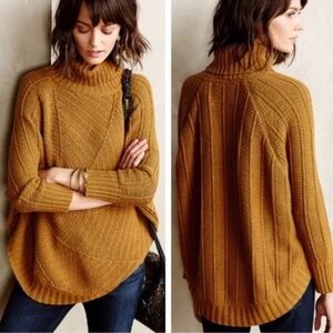 Anthropologie Angel of the north Knit poncho sweater pullover turtleneck